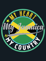 My Heart My Country My Jamaica T-shirt Design. USA Jamaica T-shirt Design. T-shirt Design.
