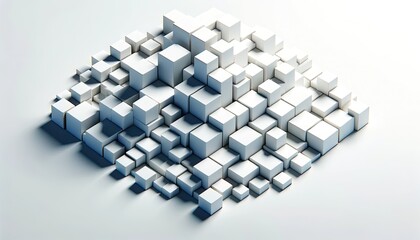 Minimalistic 3D White Squares Background