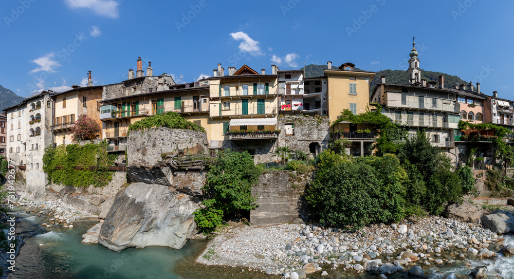 Wall mural Chiavenna town over the Mera river