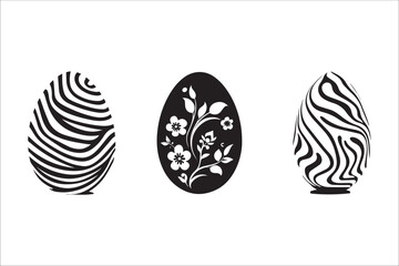 Happy Easter day Element Silhouette, Happy Easter Day Rabbits and Egg  silhouette set.