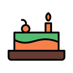 Birthday Cake Food Filled Outline Icon