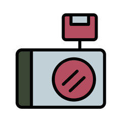 Beach Camera Car Filled Outline Icon