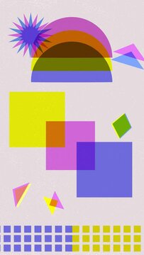colorful background with squares and geometric shapes in risograph style with noise texture