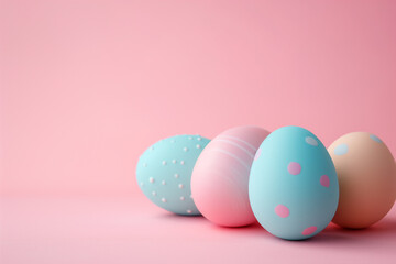 Fototapeta na wymiar Easter eggs on a pink background