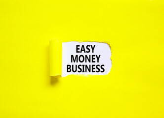 Easy money business symbol. Concept words Easy money business on beautiful white paper. Beautiful yellow paper background. Easy money business concept. Copy space.