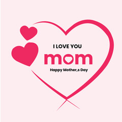 Free vector love you mom hearts card for mothers day