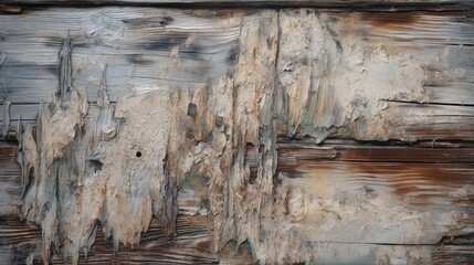 A close-up of peeling paint on an old barn door. Oil artwork. 