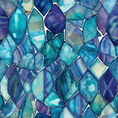 Abstract Blue Gemstone Mosaic Texture. Close-up of a mosaic texture resembling cut gemstones in shades of blue.