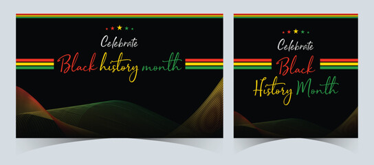 Set of Black History Month celebrated. February national black history month African American vector illustration Template for background, banner, card, poster with text inscription - obrazy, fototapety, plakaty