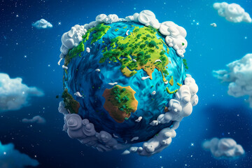 Obraz na płótnie Canvas 3d cartoon illustration of planet earth