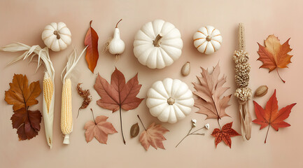 beautiful white pumpkins fall leaves corn and other l