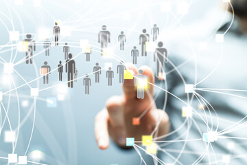 Network connections team working and interacting