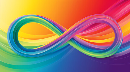 abstract background with rainbow colors, lines and waves on dark background
