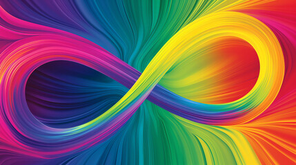 abstract background with rainbow colors, lines and waves on dark background
