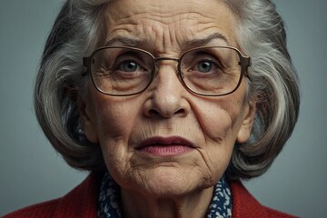 Elderly woman with an angry expression on her face