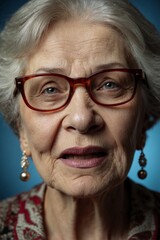 Elderly woman with an angry expression on her face