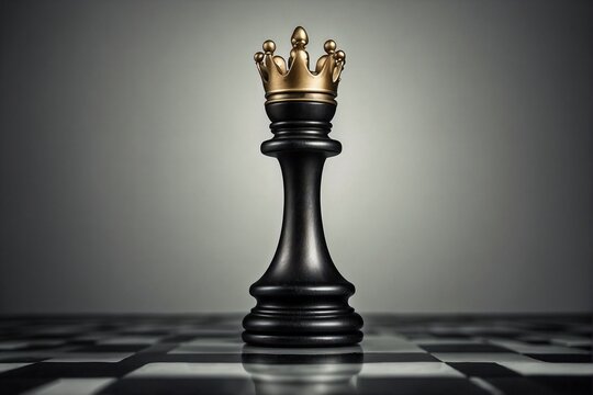 Black chess piece with a gold crown