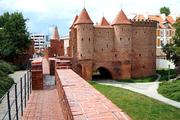 Warsaw Barbican fortress in the center of the capital. Poland 