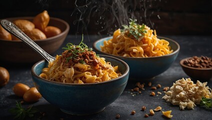 bowl of pasta with mushrooms