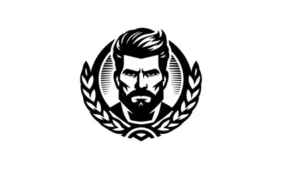 mascot logo of Masculine man  ,black and white security department mascot logo