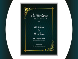 Gold Creative vector luxury  floral wedding invitation card template design