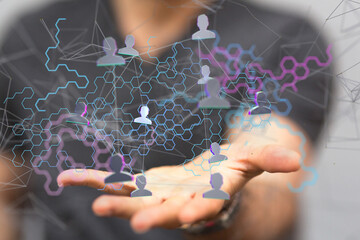 Neural network concept. Connected cells with links. - neural network exposure digital