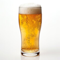 Ein Glas Bier auf weißem Hintergrund