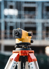 Billers automatic level on a tripod at the construction site