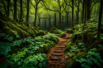 Keuken foto achterwand Bosweg footpath in the forest