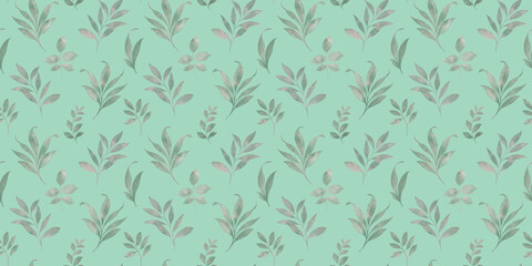 watercolor branches and leaves, seamless pattern, abstract background for printing wallpaper, wrapping paper, cards