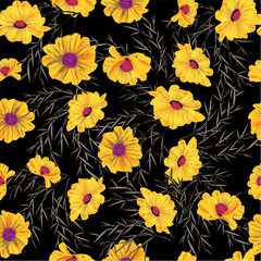 Seamless floral   yellow chamomile pattern 