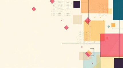 Abstract Geometric Template with Copy Space, Flat Design Graphic on White Background.