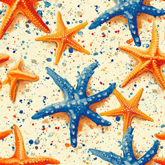 Starfish beach ocean, Pattern Tile for seamless backgrounds, ai generated