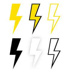 voltage sign lightning bolt element transparent png file, electrical icon set design template png file