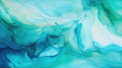 Turquoise Ink Clouds Abstract