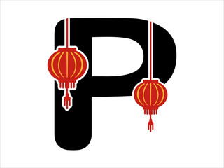 Chinese Lantern Alphabet Letter P
