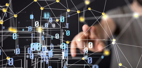 Abstract technology geometric and data