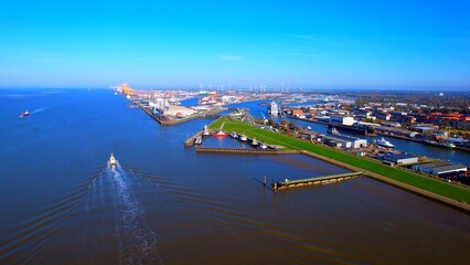 Bremerhaven - Northern Germany - Aerial view with a view of the harbors in the northern harbor