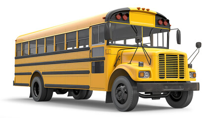 School bus isolated from white or transparent background