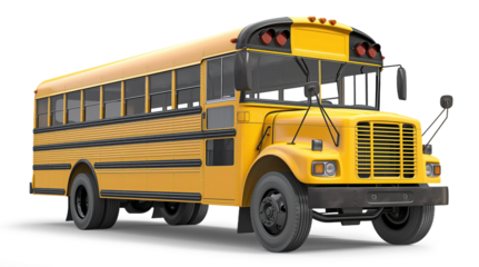 School bus isolated from white or transparent background