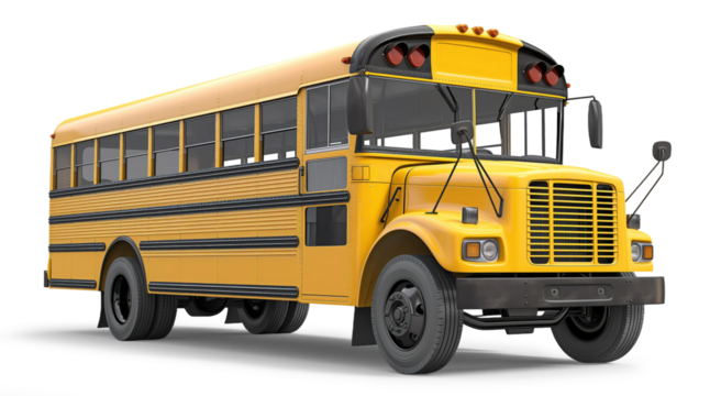 School bus isolated from white or transparent background