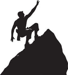 Obraz premium Rock climbing silhouette vector illustration