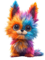 Chubby cute fluffy colorful Schnauzer's, colorful teddy isolated on white background