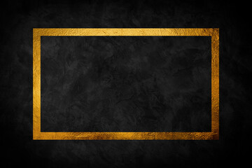 Golden sparkling frame with golden glitter isolated on black background. Vector golden frame. Luxury background concept.