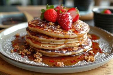 Stack of Pancakes with Fresh Berries