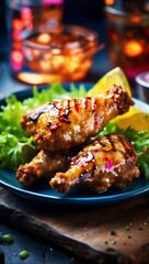 Gourmet Fried Chicken Burger Served With Golden French Fries on a Dark, Rustic Background