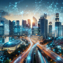 Fototapeta premium Traverse the pulsating highways of trade and commerce that crisscross the globe