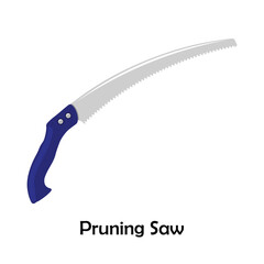 Pruning saw flat vector isolated on white background. Gardening tools. Work tools. Hand tools. DIY tools.