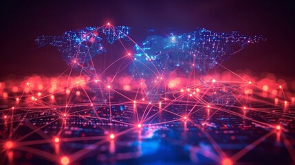 Obraz premium Logistics international delivery concept, World map with logistic network distribution on background.background for Concept of fast or instant shipping, Online goods orders worldwide
