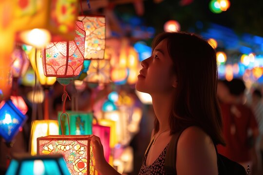 Taiwan Lantern Festival , Show visitors from around the world marveling at the lanterns, highlighting the festival's international appeal and cultural exchange.
